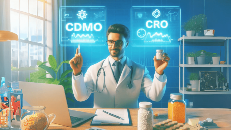 A man looking at the difference between CMO, CDMO and CRO
