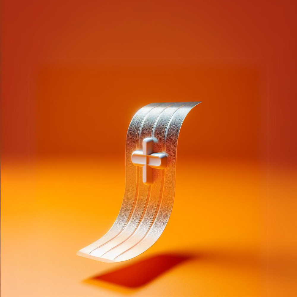 Image showing Plus sign in a metallic film