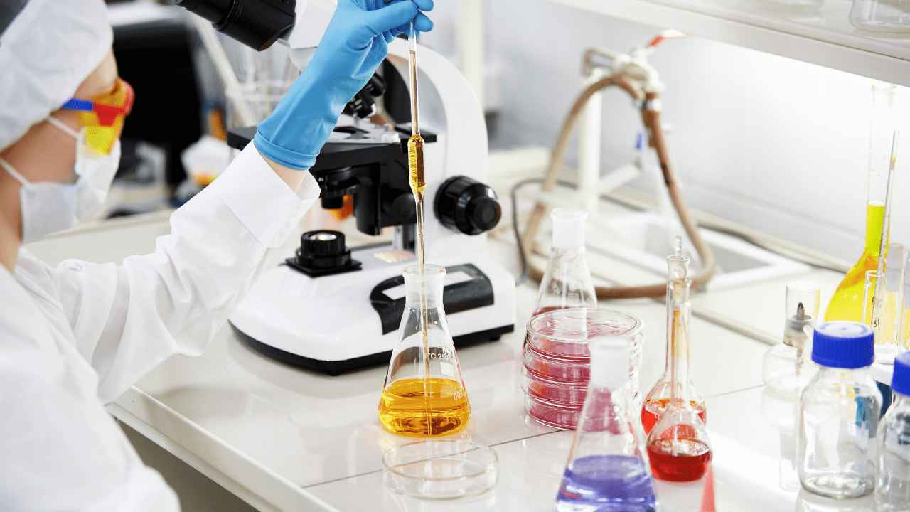 A scientist doing formulation development in a lab